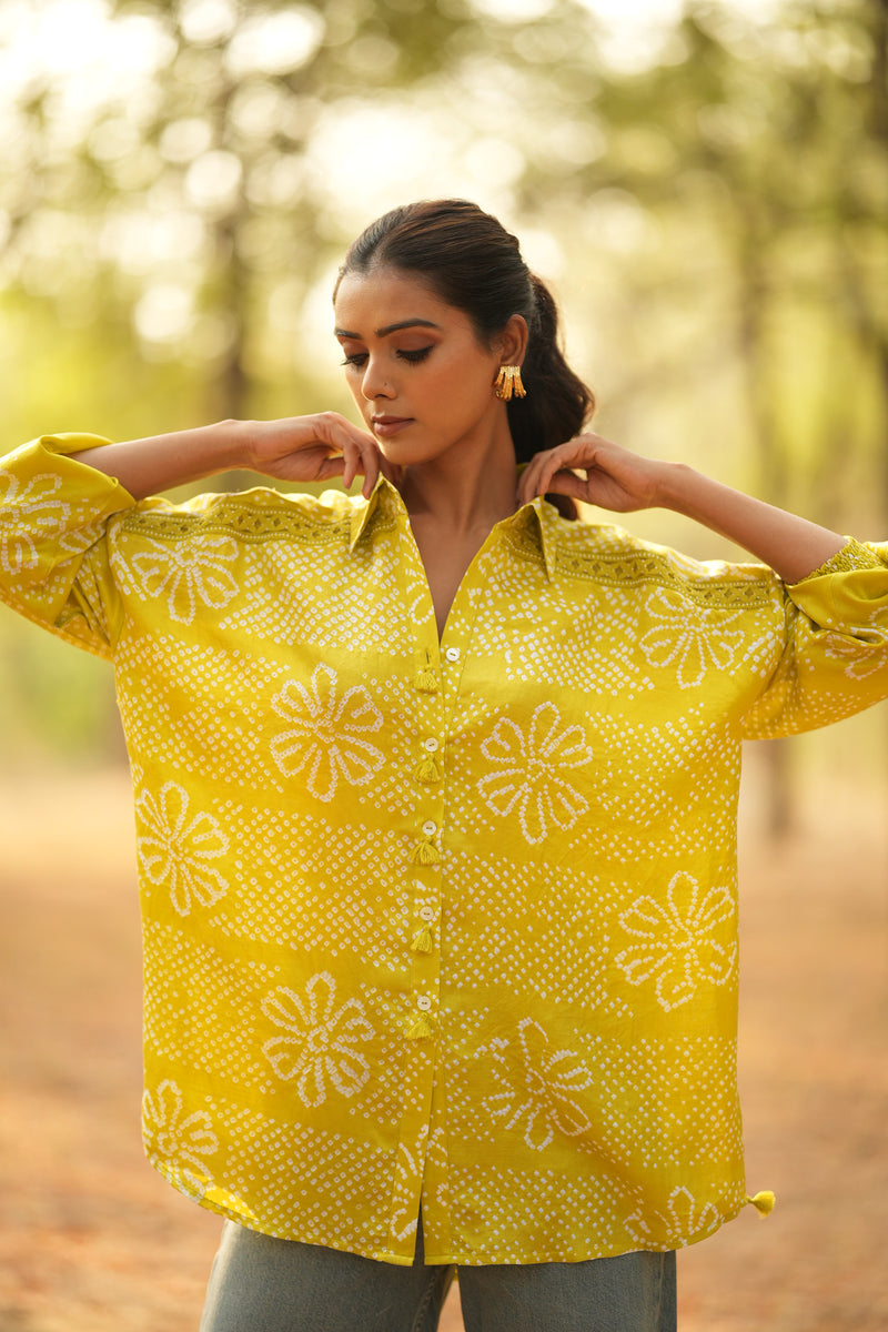 Lime Bandhani Shirt