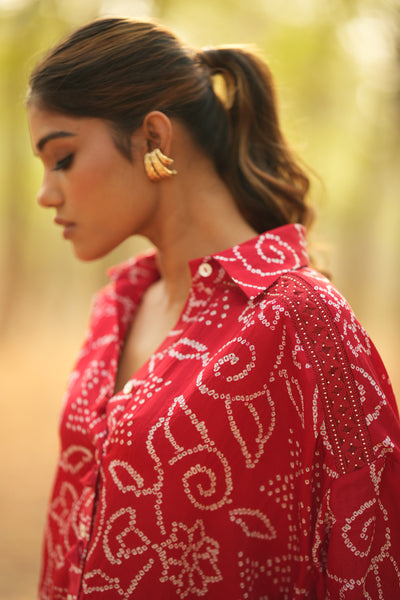 Crimson Bandhani Shirt