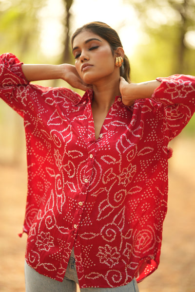 Crimson Bandhani Shirt