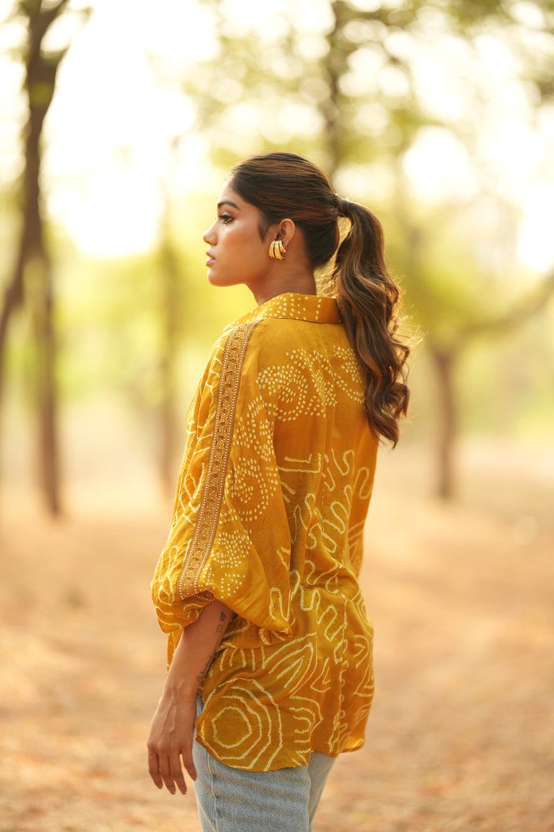 Mustard Bandhani Shirt