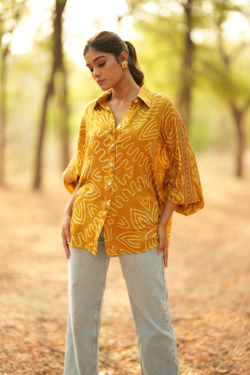 Mustard Bandhani Shirt