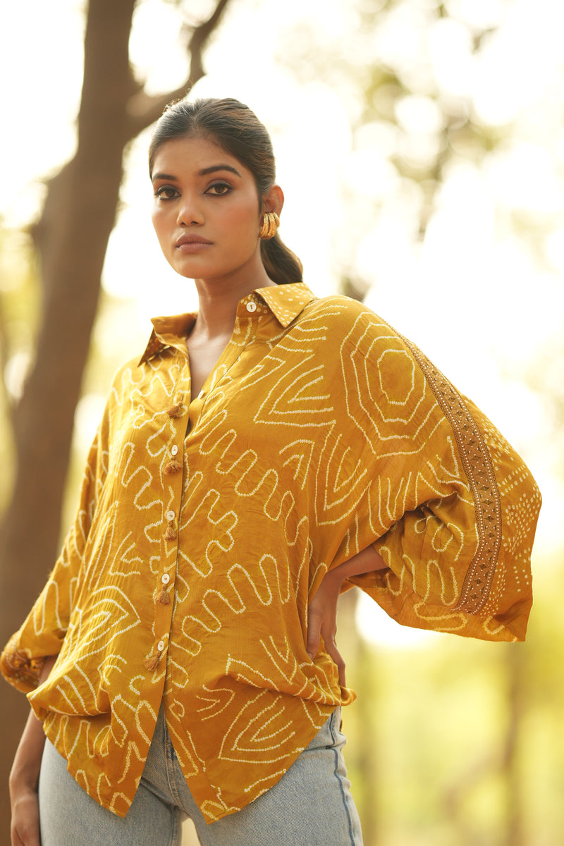 Mustard Bandhani Shirt