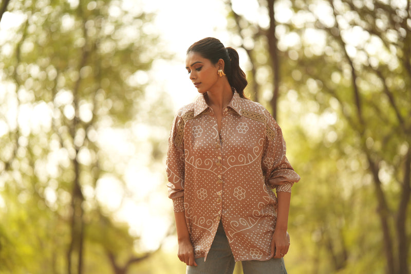 Taupe Bandhani Shirt