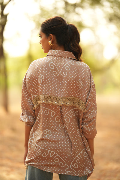 Taupe Bandhani Shirt