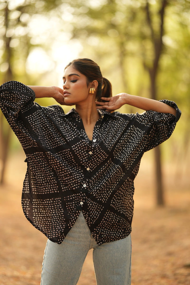 Charcoal Bandhani Shirt