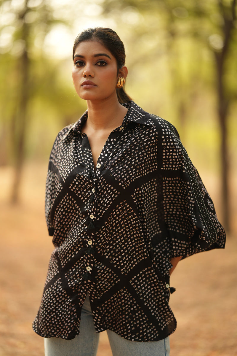 Charcoal Bandhani Shirt