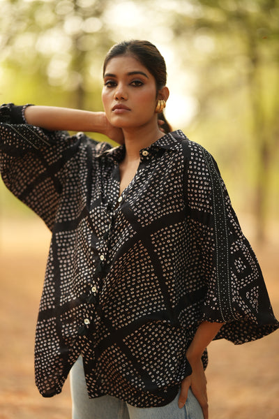 Charcoal Bandhani Shirt