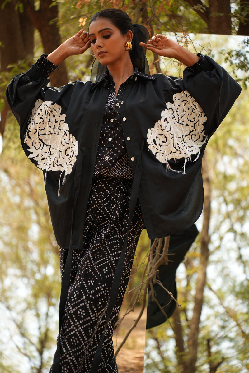 Parinde Black Embroidered Shirt