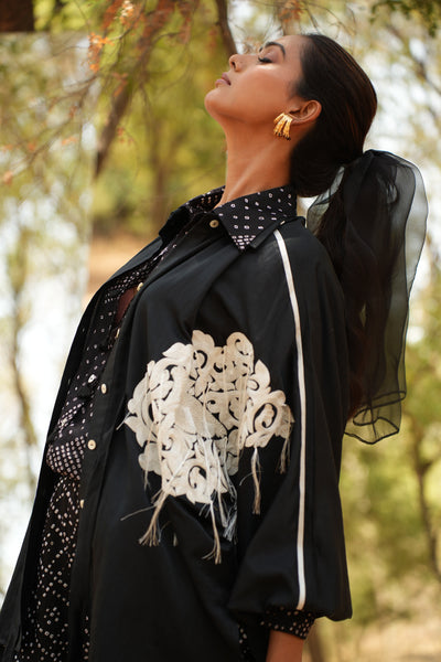 Parinde Black Embroidered Shirt