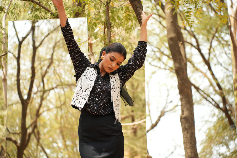 Parinde Black Embroidered Jacket