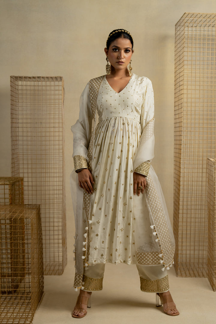 Khas Bagh Abil Side Cut Anarkali With Palazzo
