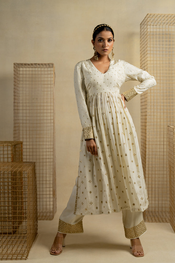 Khas Bagh Abil Side Cut Anarkali With Palazzo