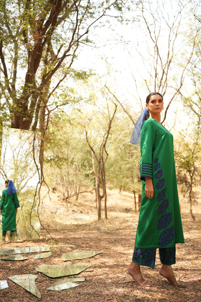 Parinde Green Embroidered Kurta With Pants