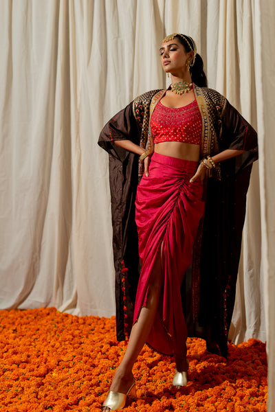 'Muskaan" - Cape With Crop And Dhoti Set