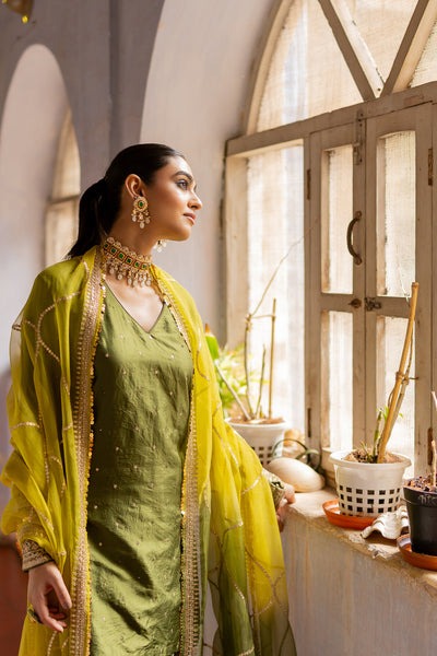 LIME-OLIVE JAAL DUPATTA