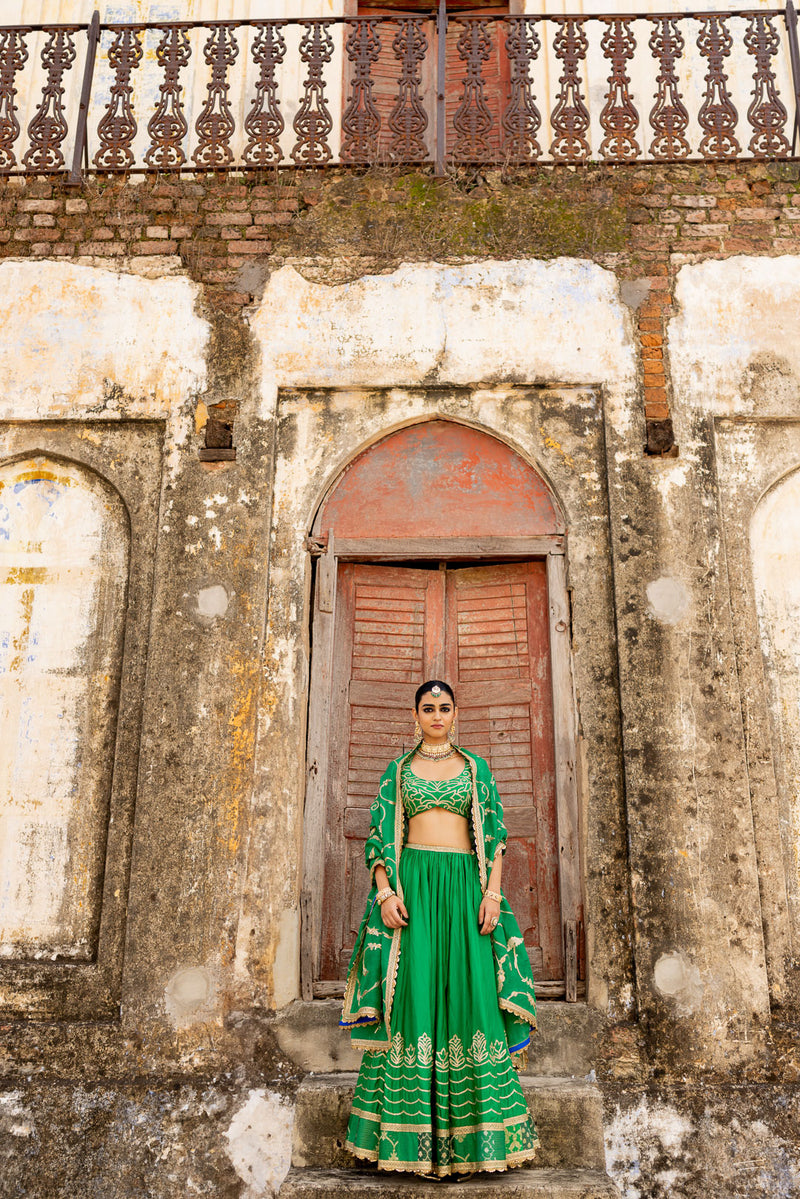 "MADHURIMA" GREEN LEHENGA SET