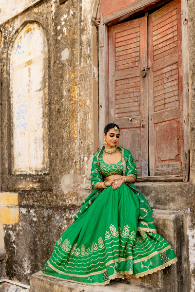 "MADHURIMA" GREEN LEHENGA SET
