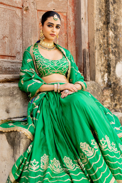 "MADHURIMA" GREEN LEHENGA SET