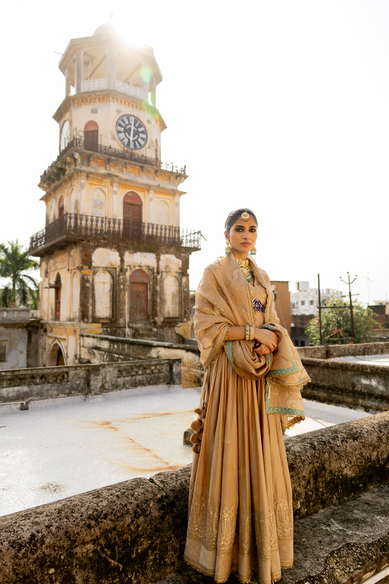 "KRISHANGI" BEIGE LEHENGA SET