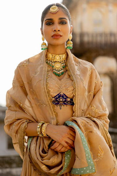 "KRISHANGI" BEIGE LEHENGA SET