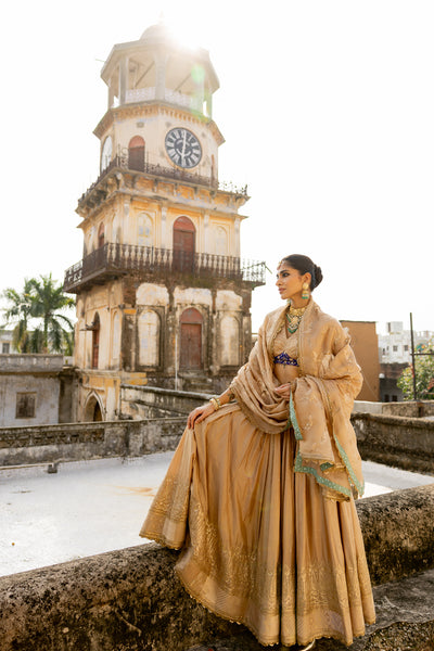 "KRISHANGI" BEIGE LEHENGA SET