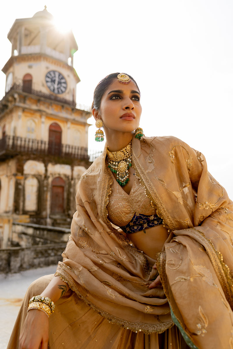 "KRISHANGI" BEIGE LEHENGA SET