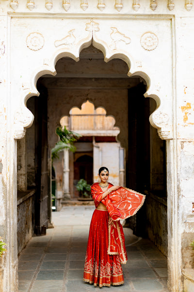 "SURBHI" RUST LEHENGA SET