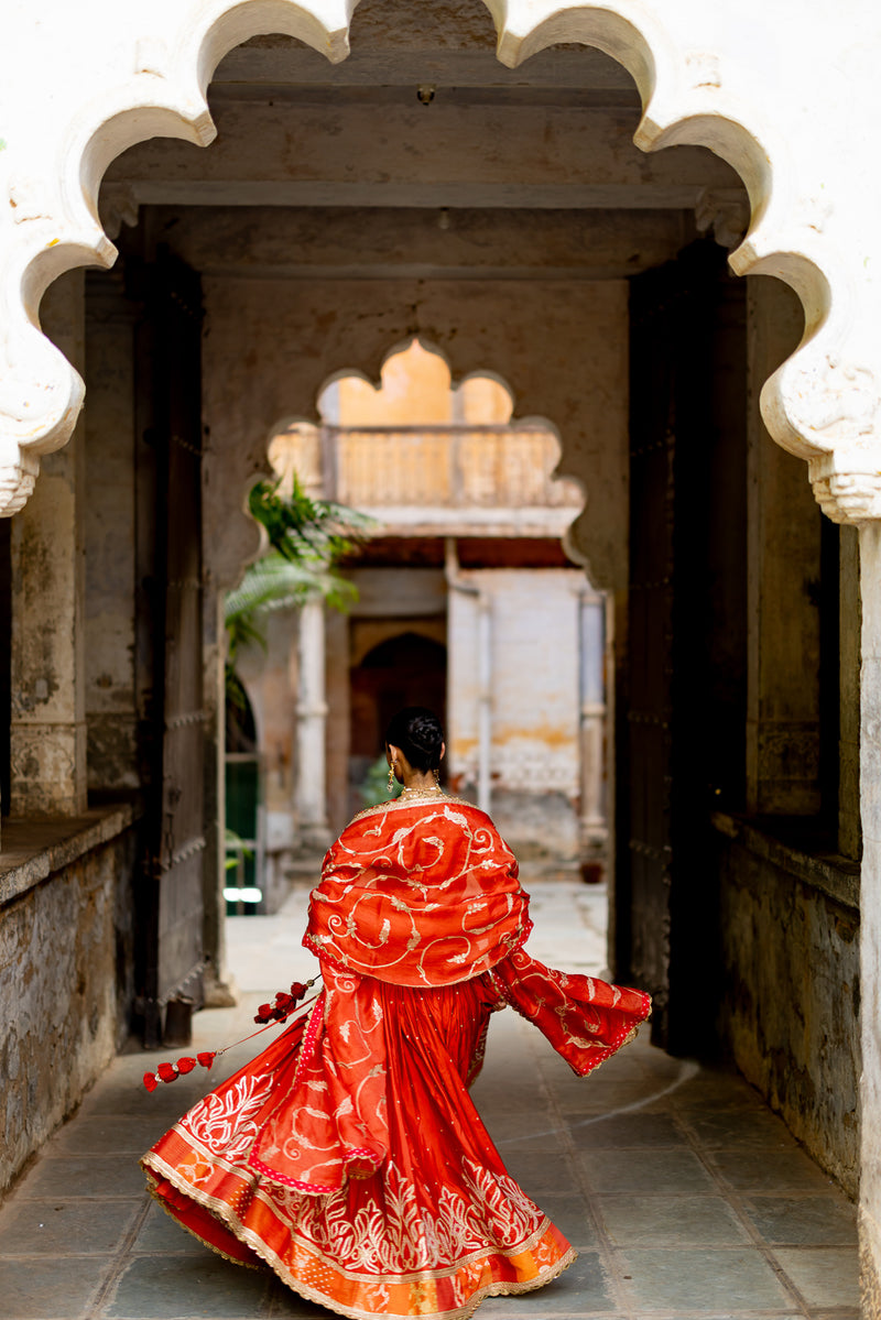 "SURBHI" RUST LEHENGA SET