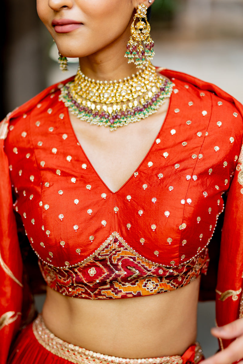 "SURBHI" RUST LEHENGA SET