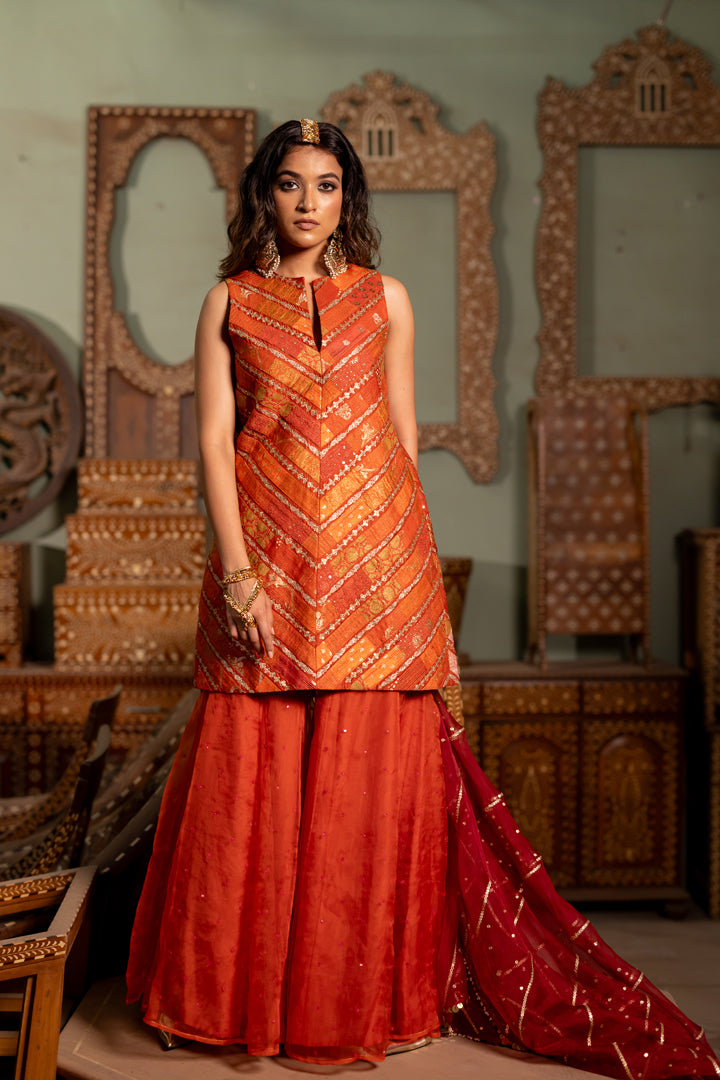 "LEHRA" Kurta With Sharara Set