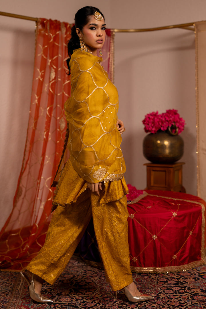 Mustard Organza Jaal Dupatta