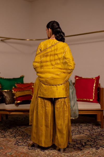 "DHANU" -  Mustard Kurta Set With Dupatta