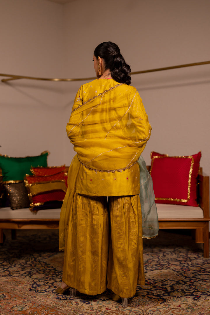 "DHANU" -  Mustard Kurta Set With Dupatta