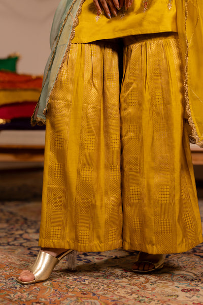 "DHANU" -  Mustard Kurta Set With Dupatta