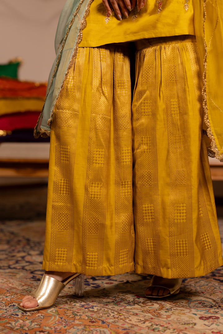 "DHANU" -  Mustard Kurta Set With Dupatta