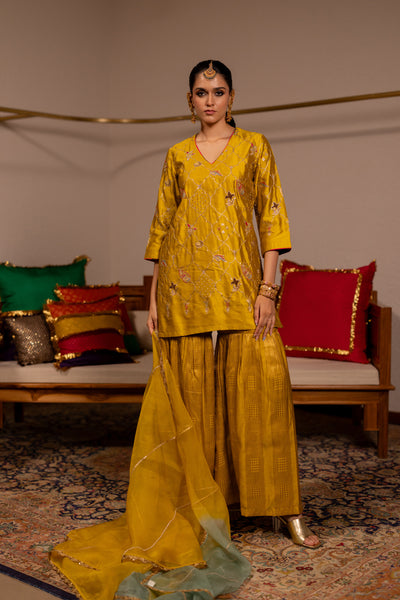 "DHANU" -  Mustard Kurta Set With Dupatta