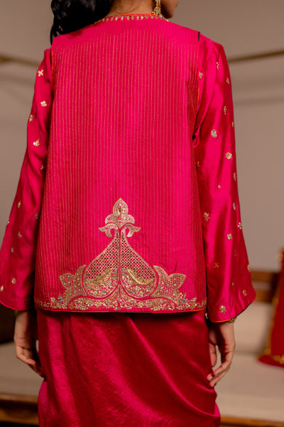 "KUMBH" -  Pink Draped Skirt Set