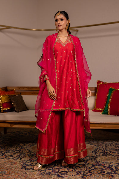 "MAKAR" -  Red Kurta Set With Dupatta