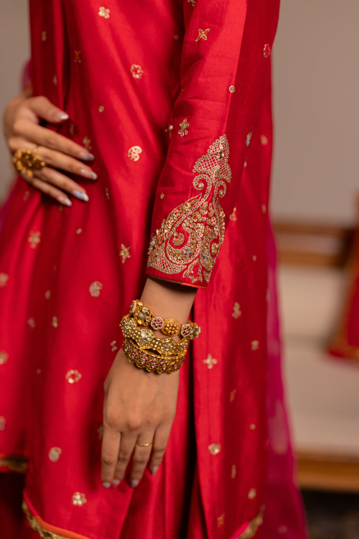 "MAKAR" -  Red Kurta Set With Dupatta