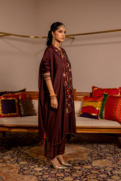 "LEELA" -  Brown Kaftan Set