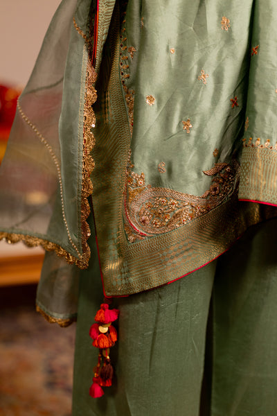 "KARK" -  Sage Green Kaftan Set