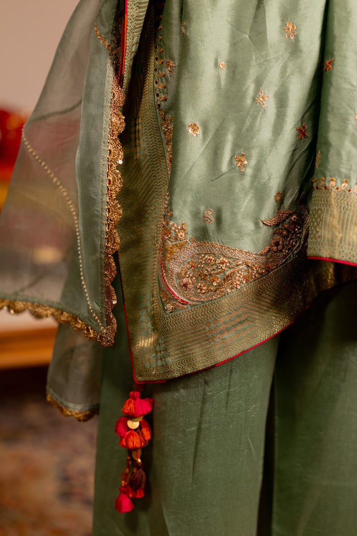 "KARK" -  Sage Green Kaftan Set