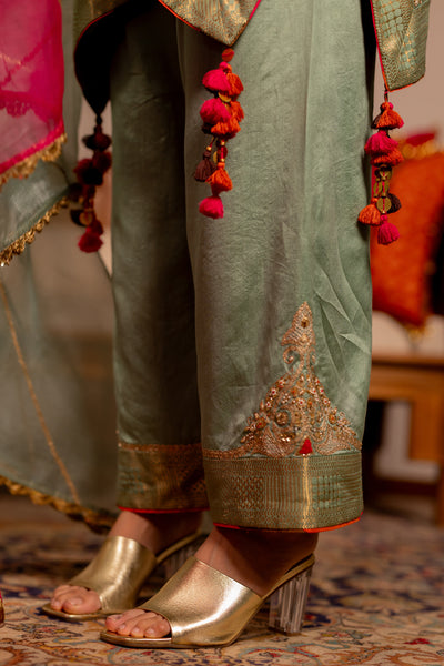 "KARK" -  Sage Green Kaftan Set