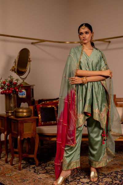 "KARK" -  Sage Green Kaftan Set