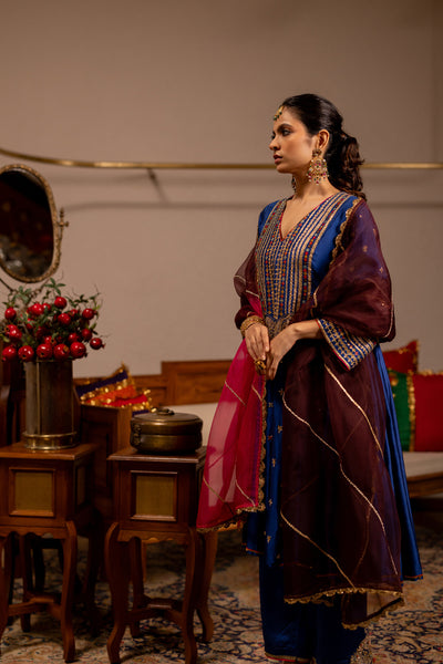 "KANYA" -  Blue Kurta Set With Dupatta