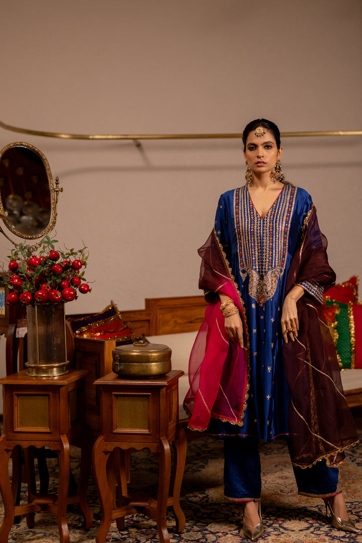 "KANYA" -  Blue Kurta Set With Dupatta