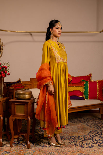 "VRISHABH" - Mustard Kurta Set With Dupatta