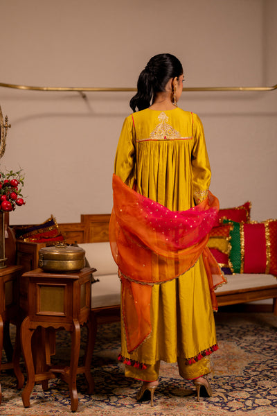 "VRISHABH" - Mustard Kurta Set With Dupatta