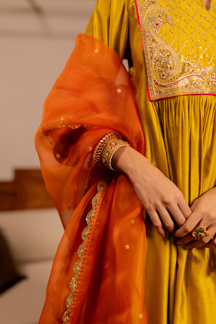 "VRISHABH" - Mustard Kurta Set With Dupatta