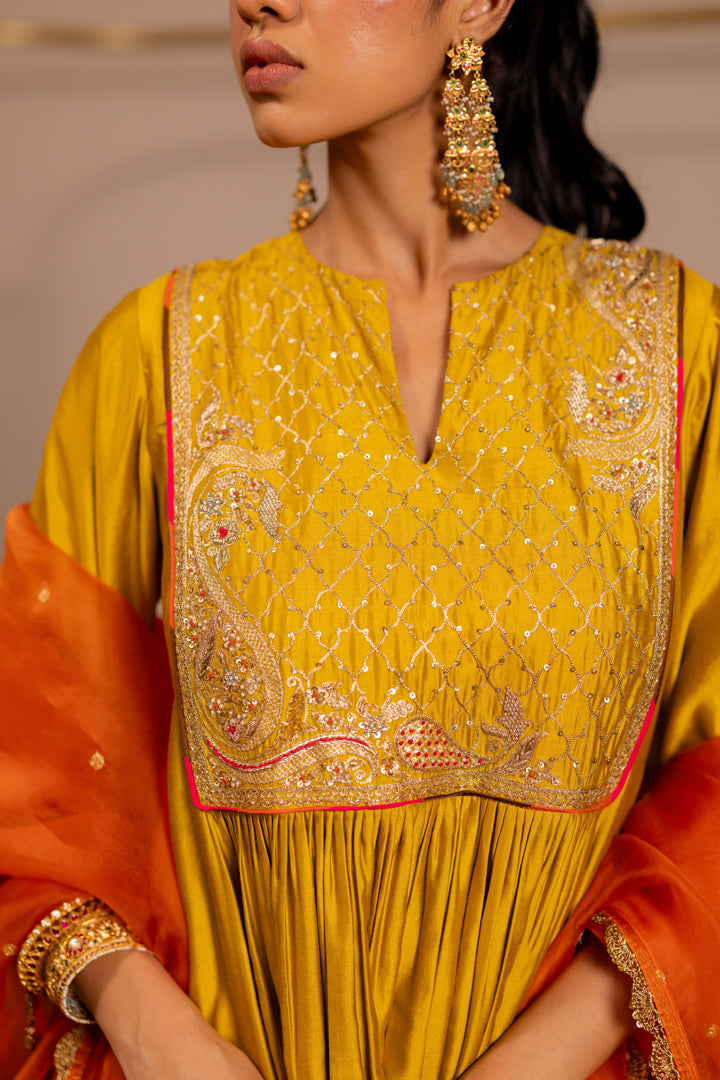 "VRISHABH" - Mustard Kurta Set With Dupatta